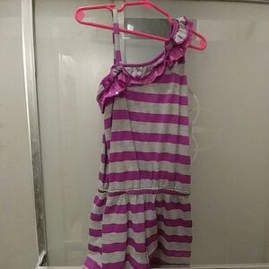 Girl's short, pink and gray jumpsuit